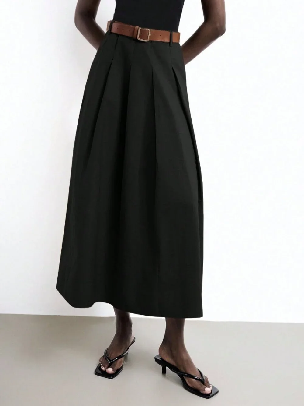 Black Casual Women's Flared Skirt